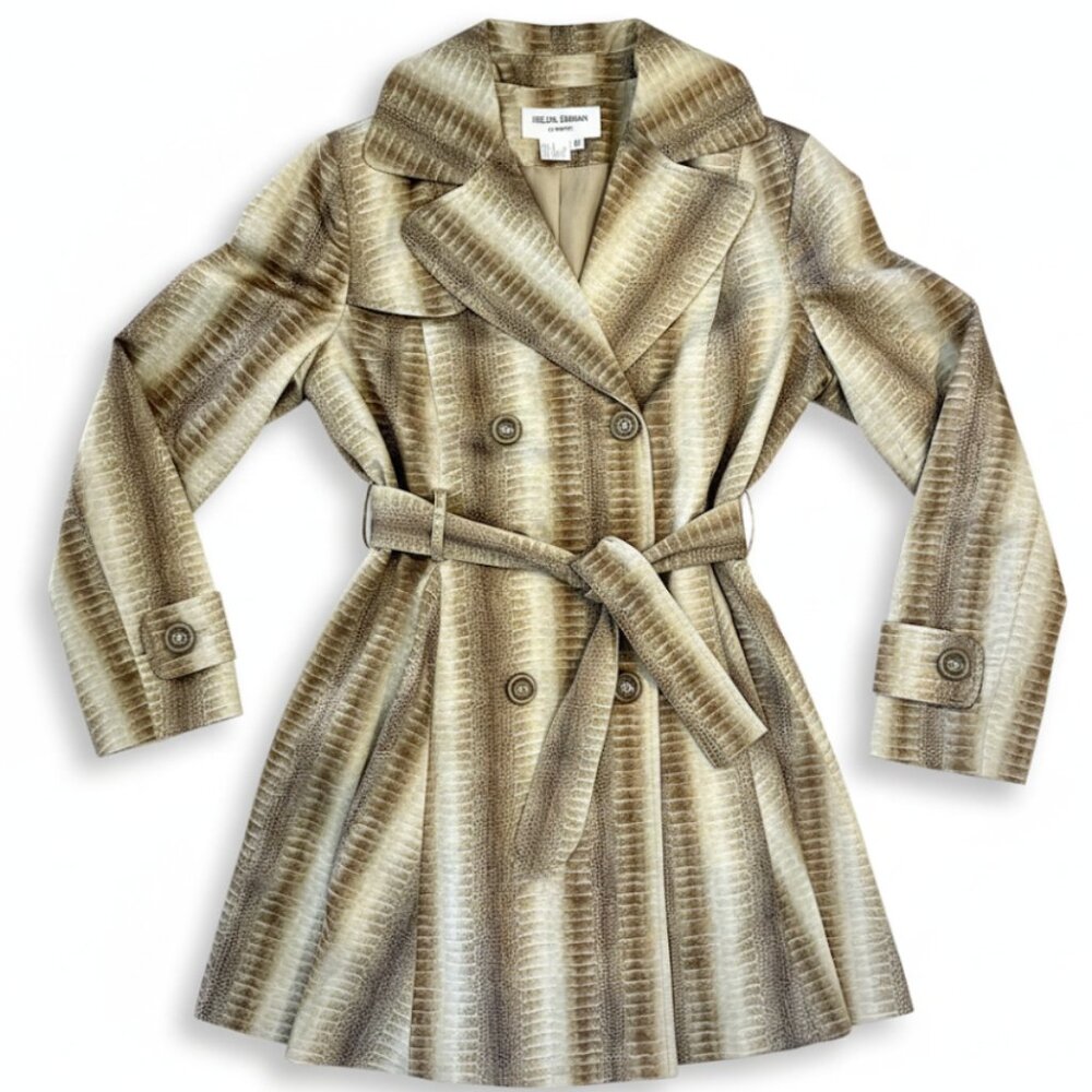 HELENA BERMAN LONDON FIT + FLARE SNAKE PRINT TRENCH COAT | LIKE NEW | MEDIUM - Picture 2 of 14